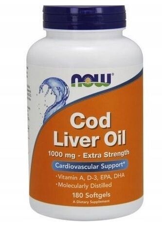 

Омега-3 жирные кислоты Now Foods Cod Liver Oil 1000 mg Extra Strength, 180 шт