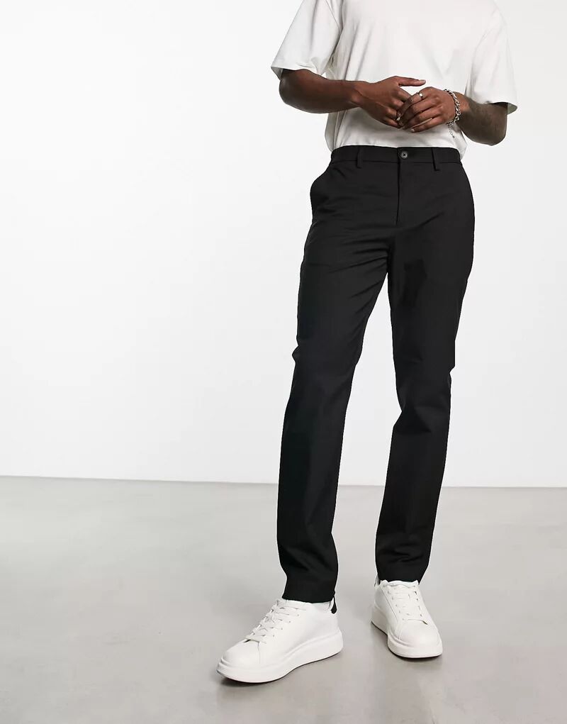 Черные элегантные брюки узкого кроя Selected Homme