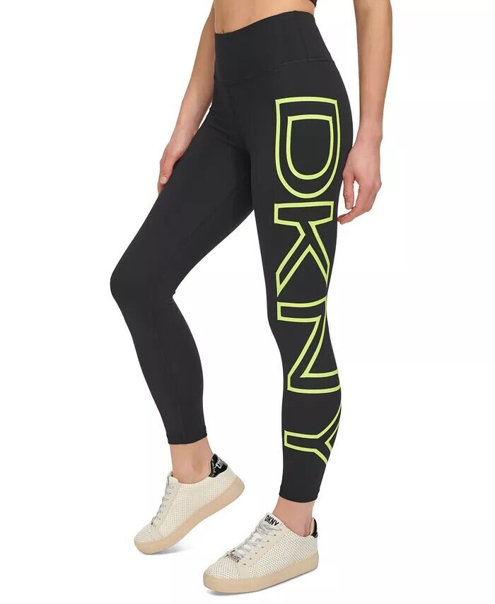 

Женские леггинсы 7/8 с завышенной талией и логотипом DKNY, желтый
