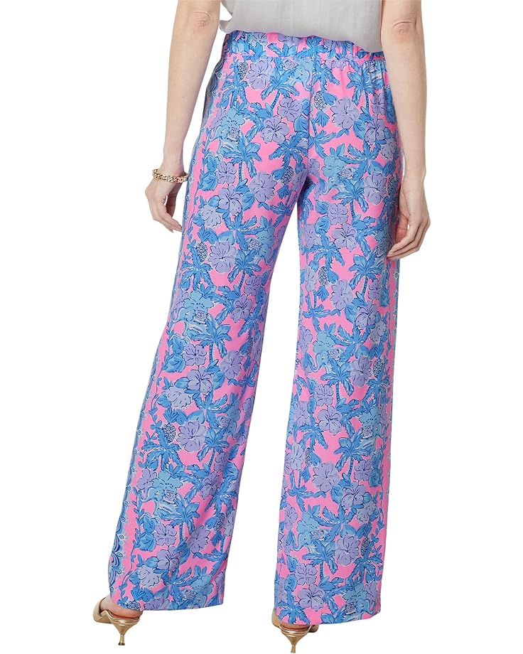 palm paradise cabanas Брюки Lilly Pulitzer Bal Harbour Palazzo Pants, цвет Soleil Pink Palm Paradise