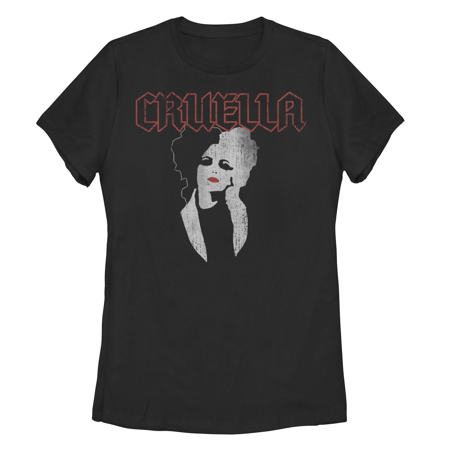 Темная футболка с портретом Disney's Cruella Juniors Licensed Character