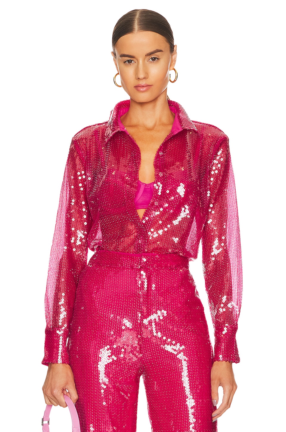 Топ MORE TO COME Wyatt Button Down, цвет Hot Pink топ more to come wyatt button down цвет hot pink