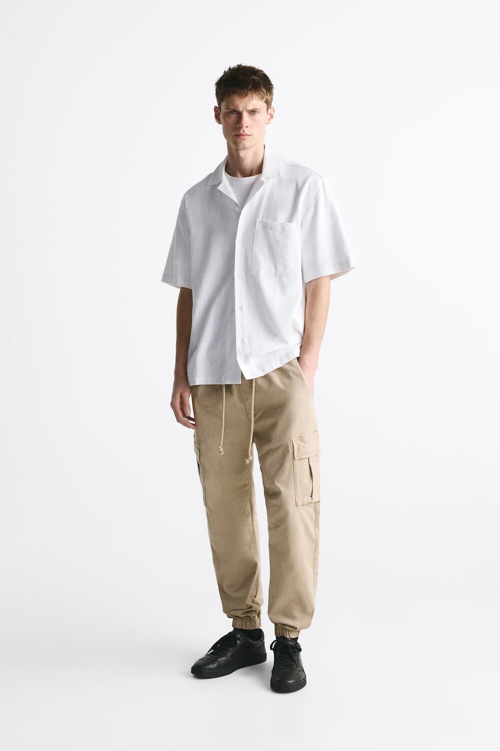 

Брюки карго ZARA, кэмел, Серый