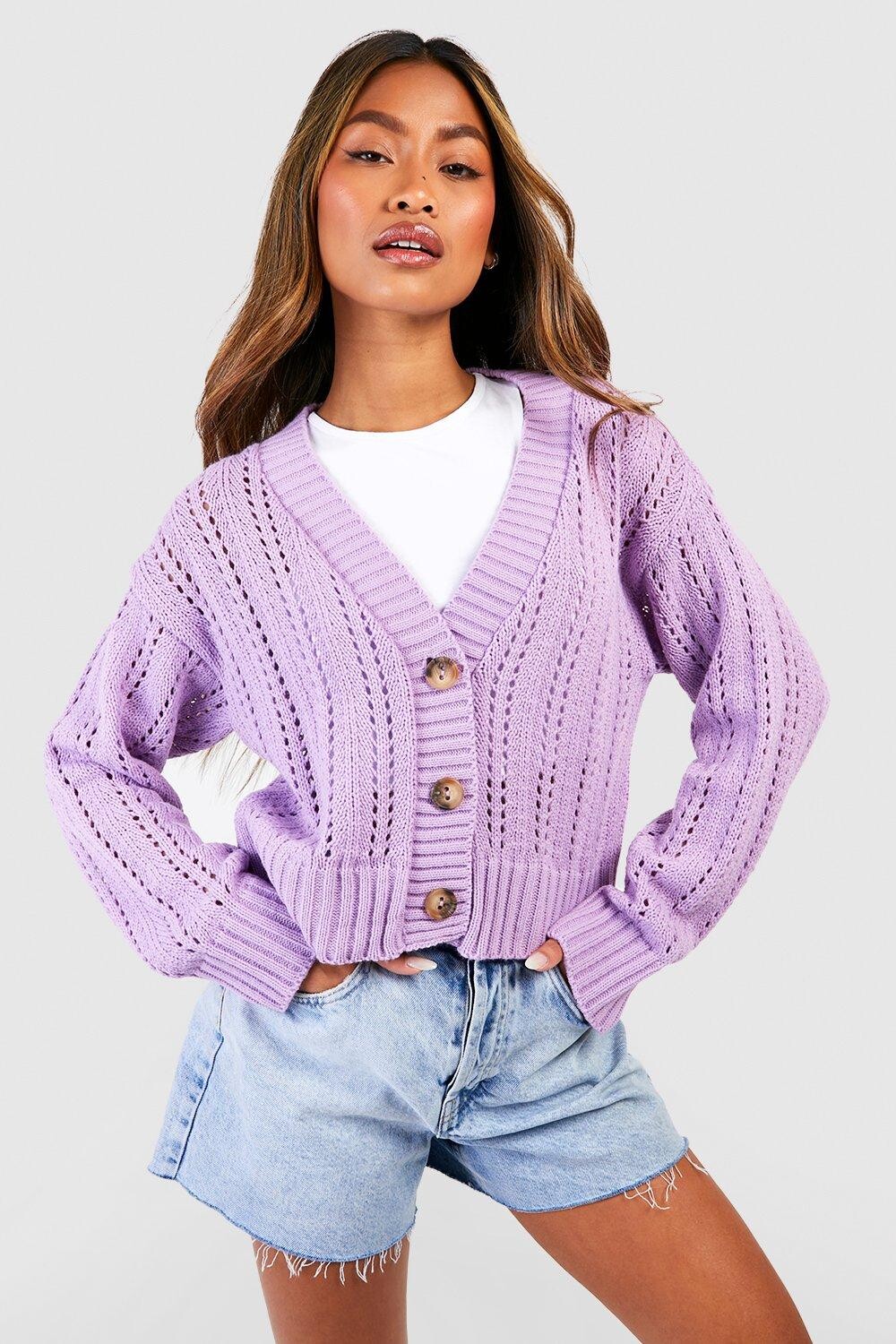 

Укороченный кардиган крючком Boohoo, сиреневый