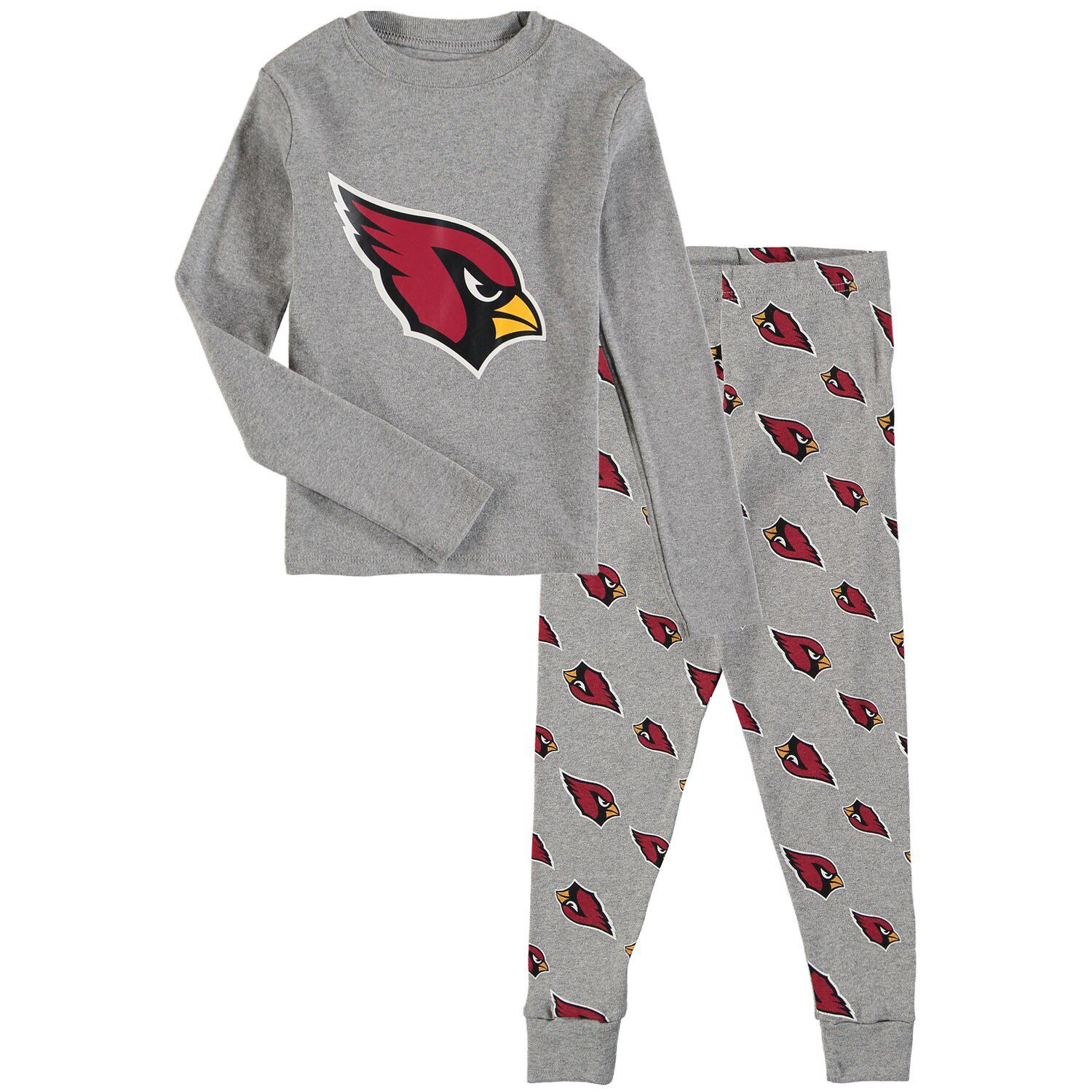 Серый комплект для сна с футболкой и брюками Arizona Cardinals с длинными рукавами и брюками для дошкольников Outerstuff