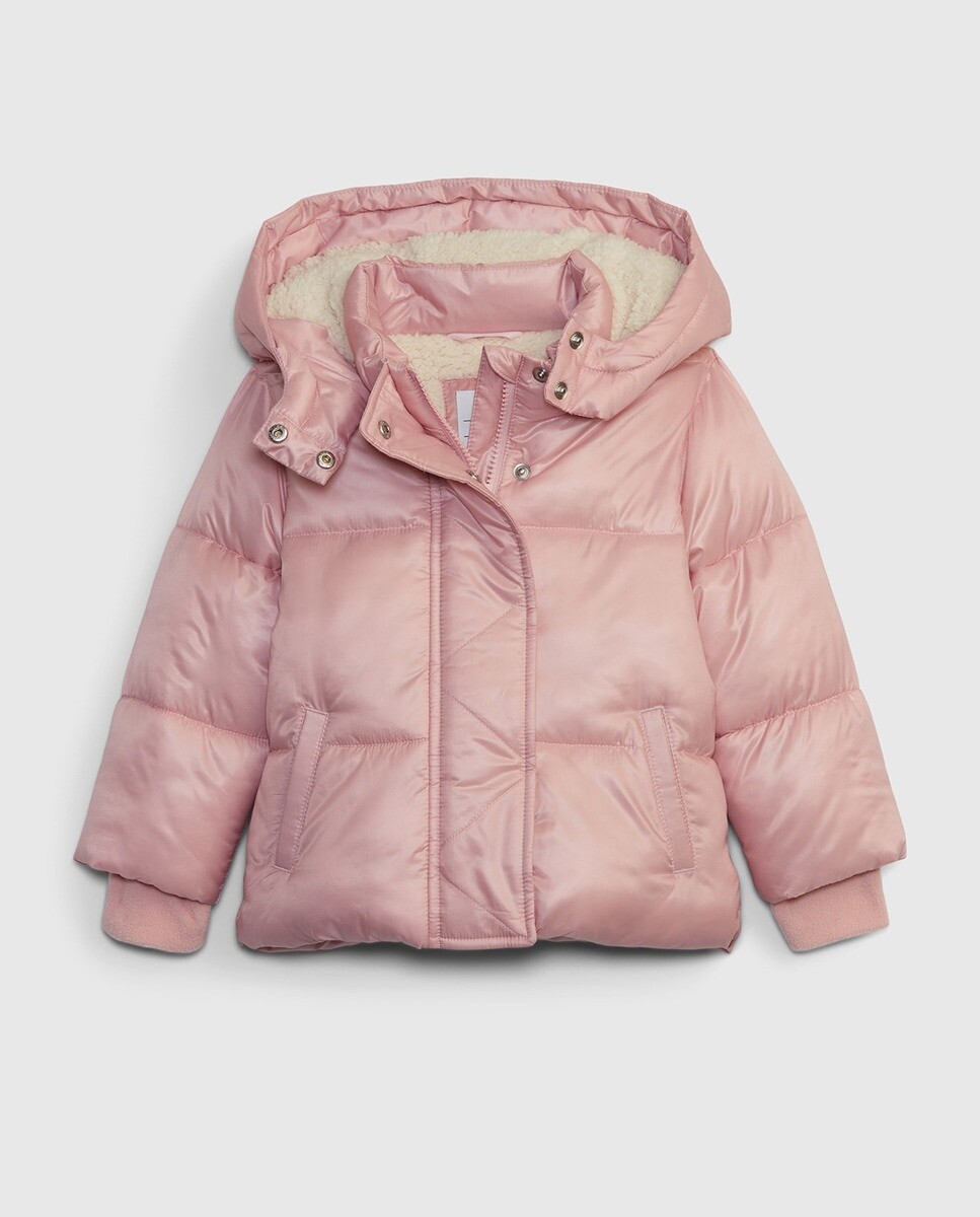 

Короткий пуховик с капюшоном Gap, розовый