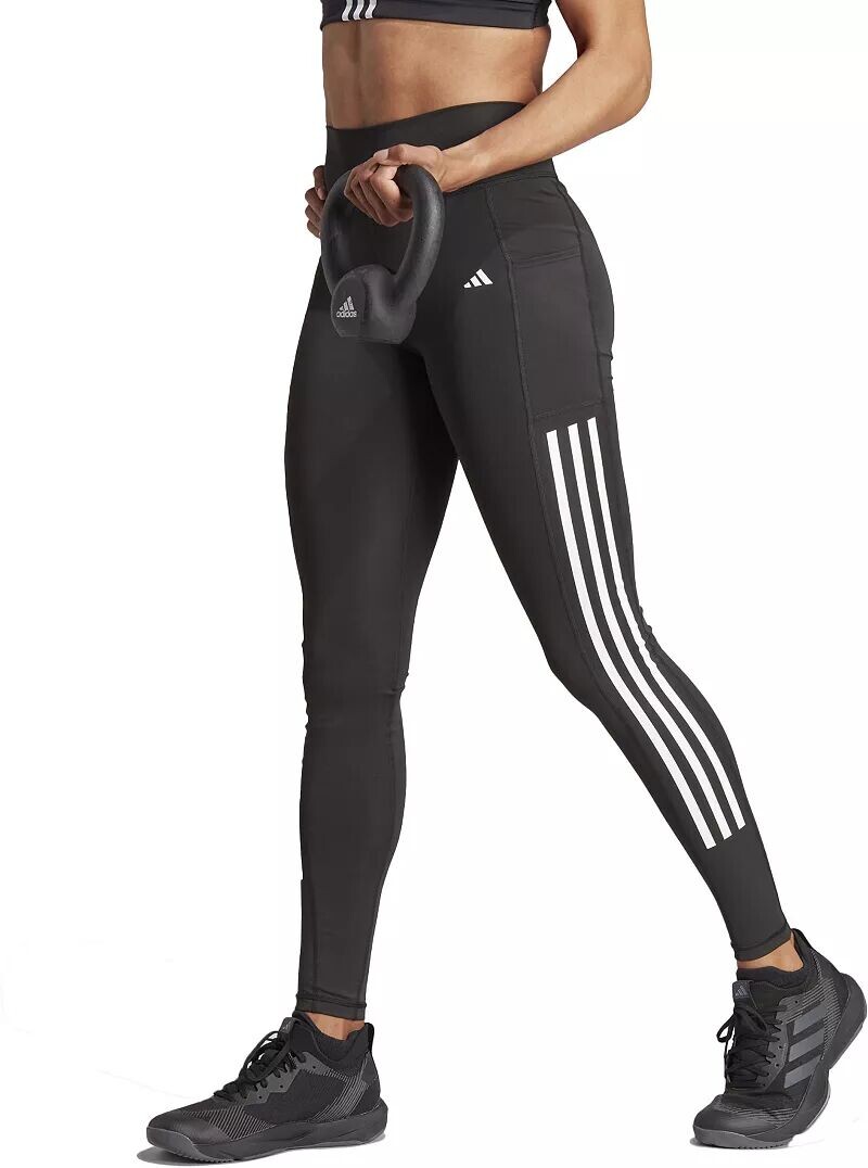 

Женские леггинсы во всю длину Adidas Optime с 3 полосками, черный, Серый