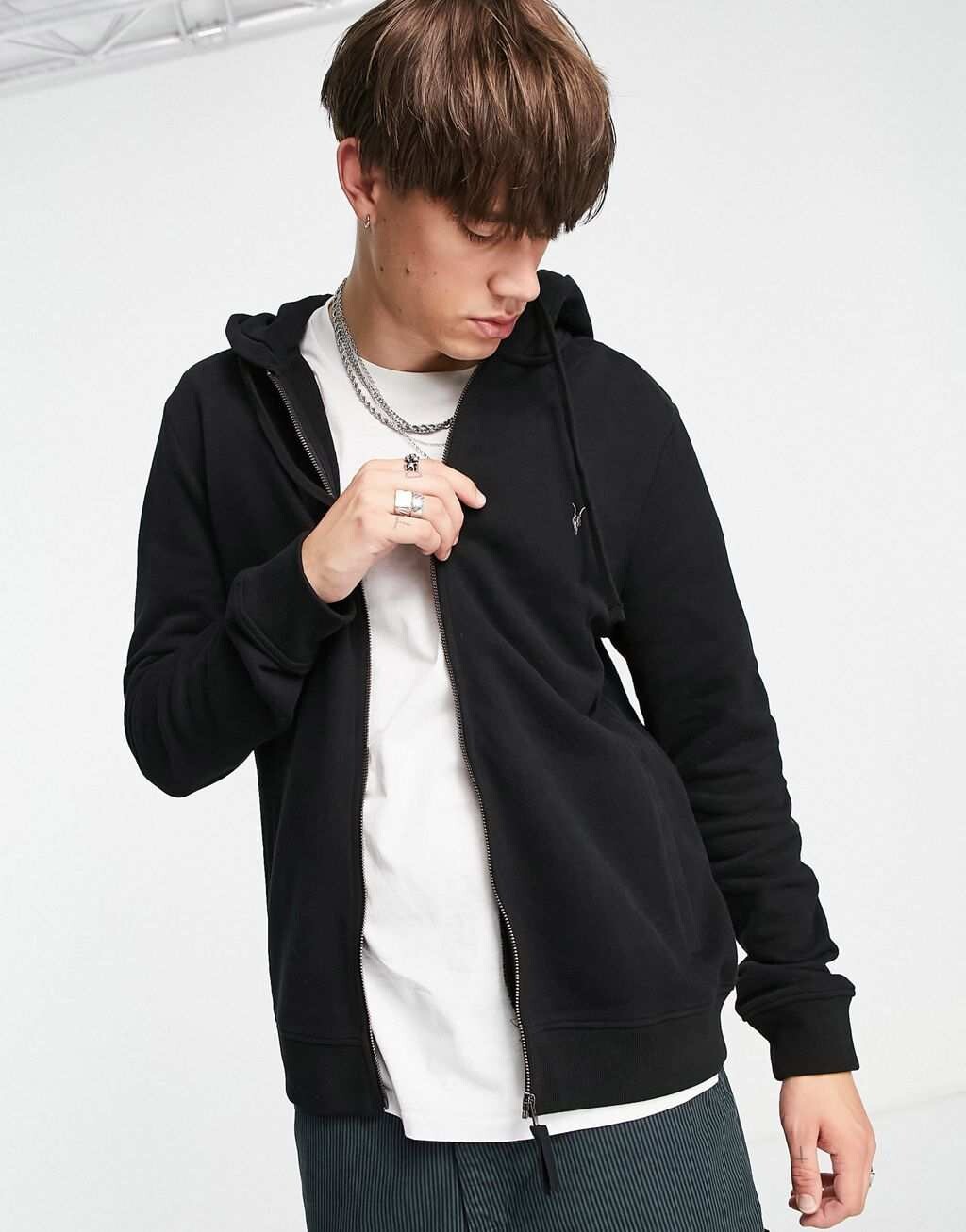 

Черная толстовка на молнии AllSaints Raven, Черный