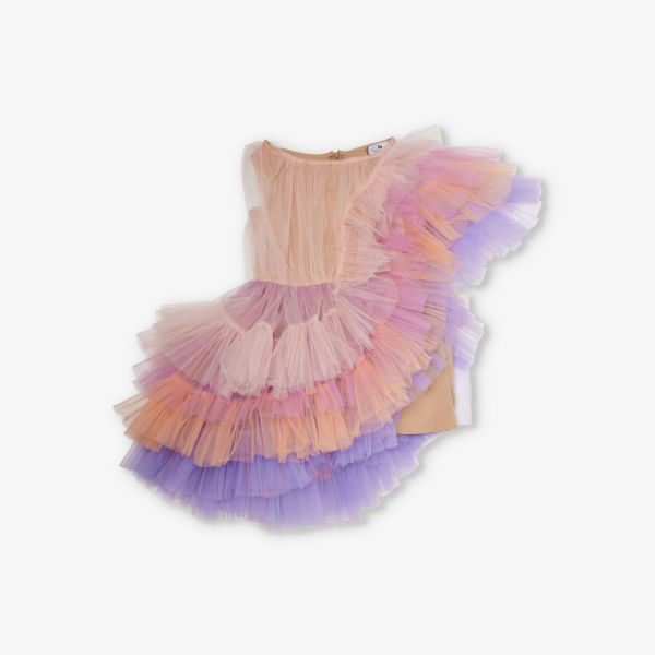 Тканое платье с асимметричными плечами 3-10 лет Raspberry Plum, цвет tope