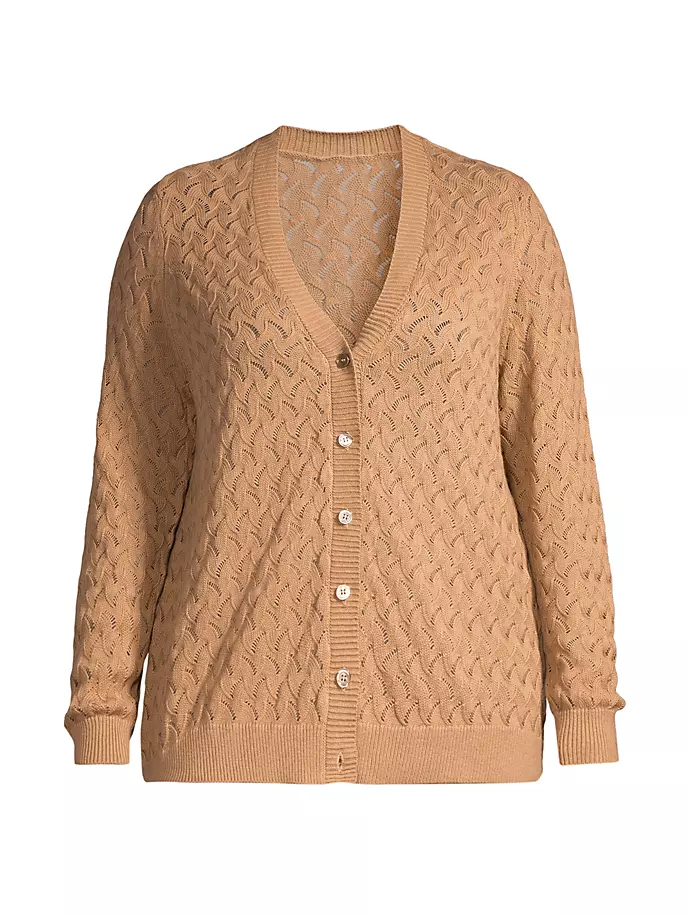 

Кардиган из хлопковой смеси пуантелле Minnie Rose, Plus Size, цвет camel