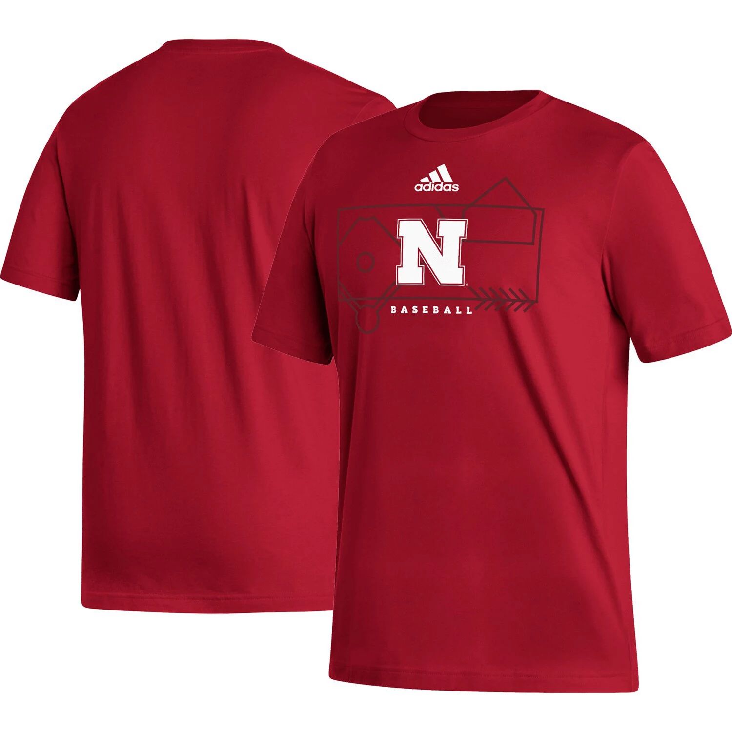 Мужская футболка Scarlet Nebraska Huskers Locker Lines Basketball Fresh adidas