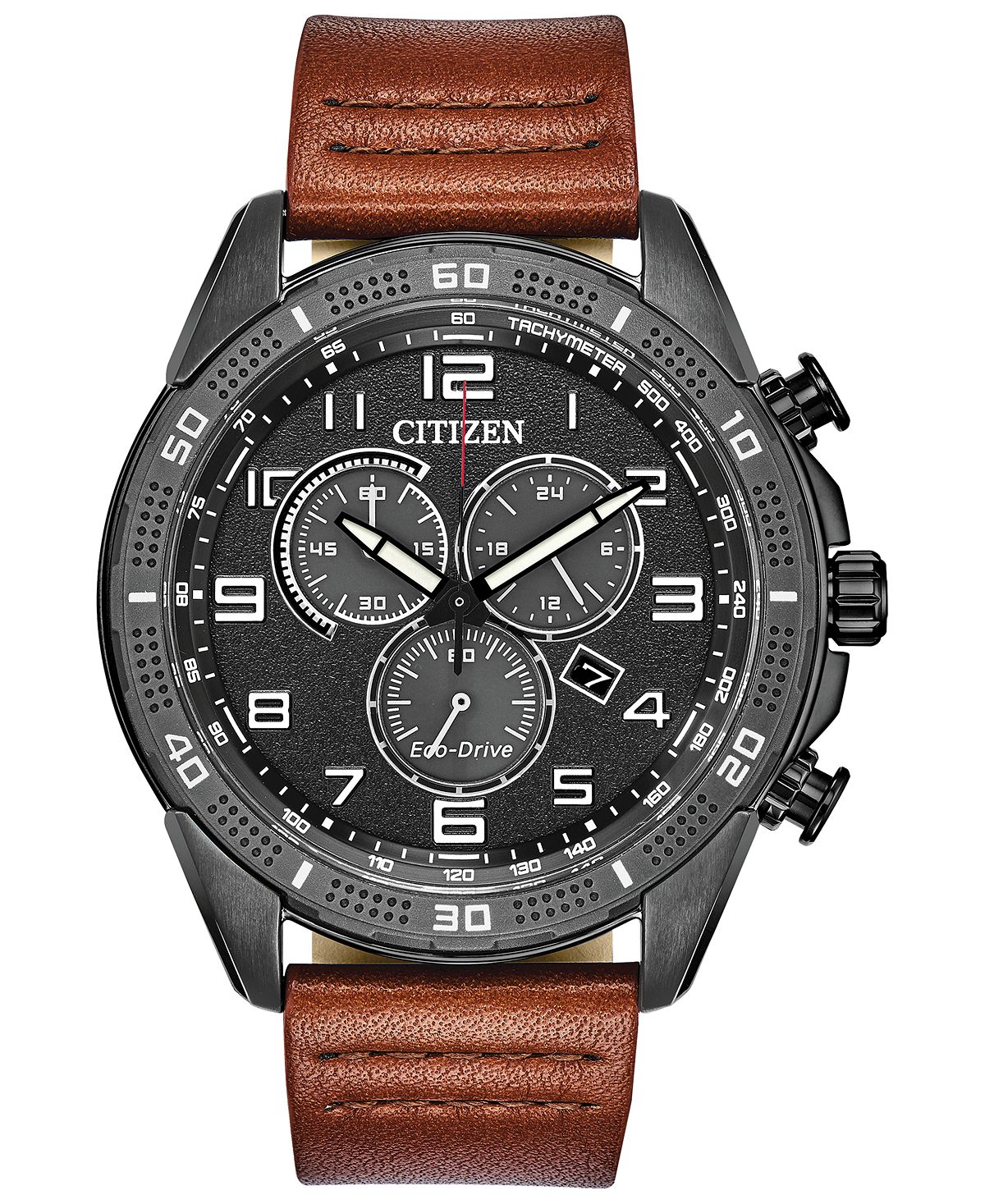 цена Мужские часы Drive From Citizen Eco-Drive LTR с коричневым кожаным ремешком, 45 мм