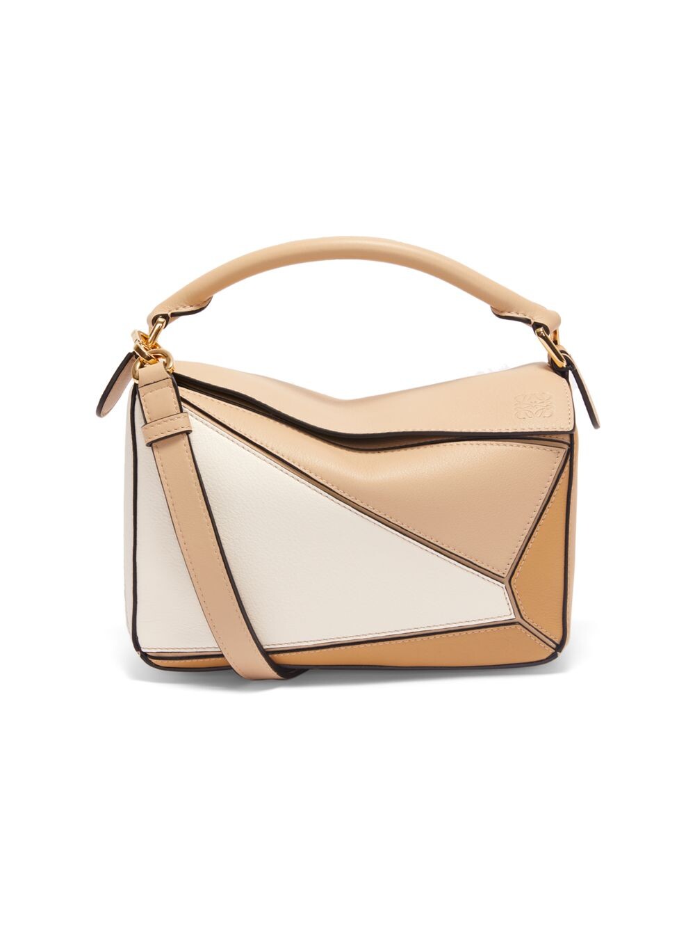

Маленькая кожаная сумка-сэтчел с пазлами Loewe, бежевый