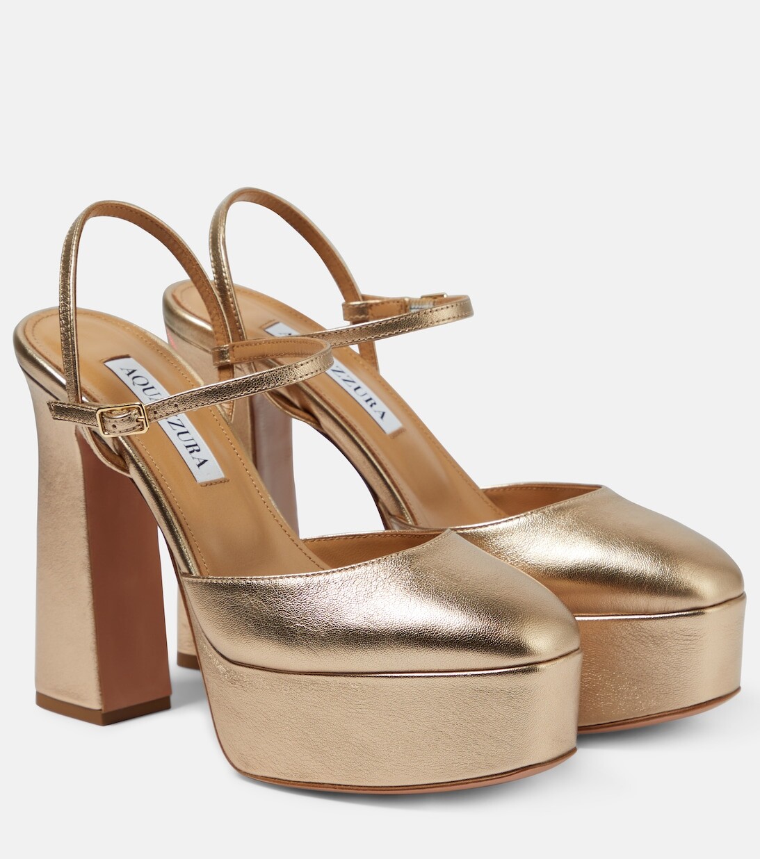 

Кожаные туфли-лодочки Groove Plateau 120 на платформе Aquazzura, золотой, Желтый