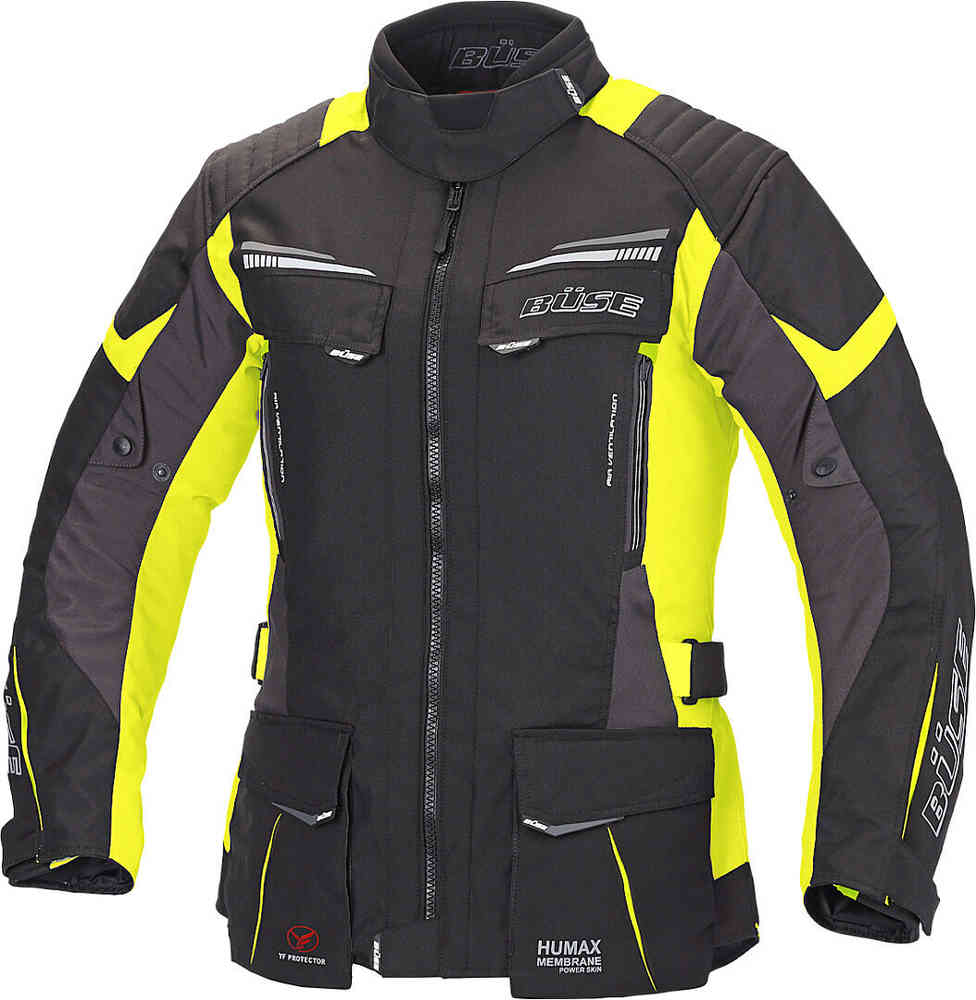 Lago Pro Женская мотоциклетная текстильная куртка Büse, черный/неоновый/желтый