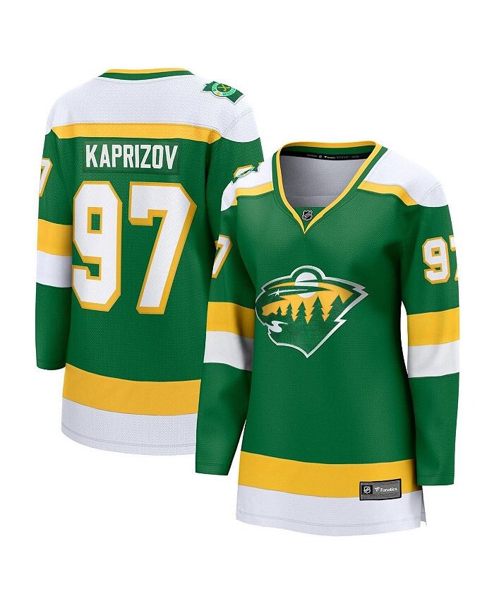 

Женская фирменная зеленая майка Кирилла Капризова Minnesota Wild 2023/24 альтернативного премьер-министра отколовшегося игрока Fanatics, зеленый