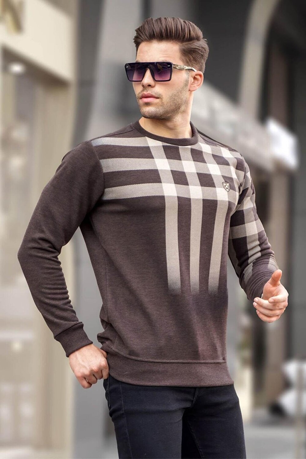 

Коричневый свитшот с принтом Crew Neck 6031 MADMEXT
