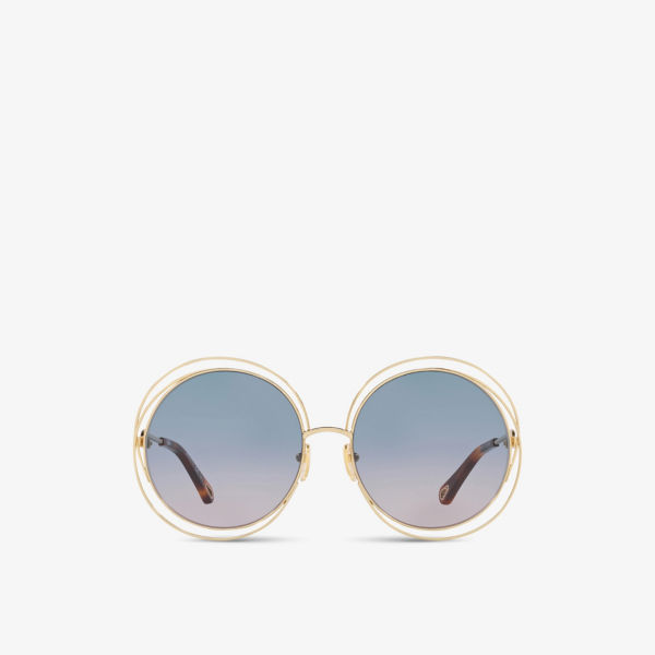 Солнцезащитные очки CH0045S в металлической круглой оправе Chloe, цвет dark