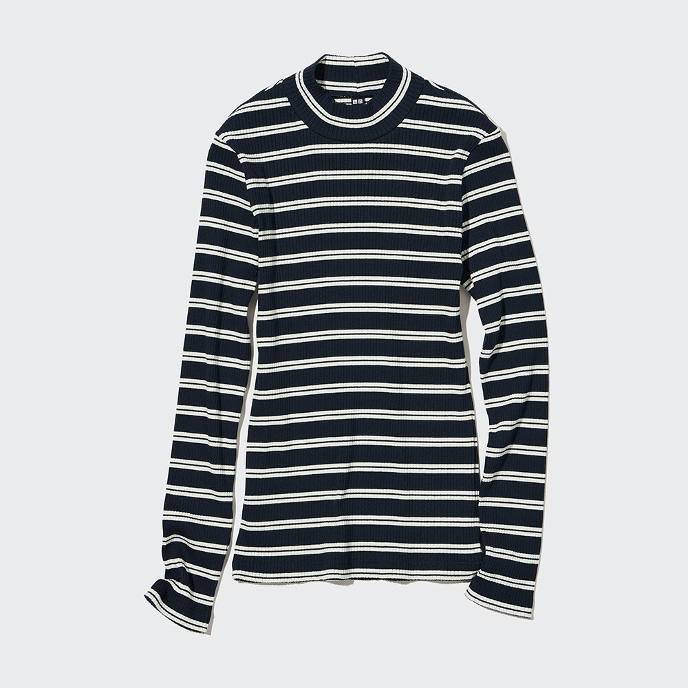 

Женская футболка Uniqlo в рубчатую полоску, темно-синий
