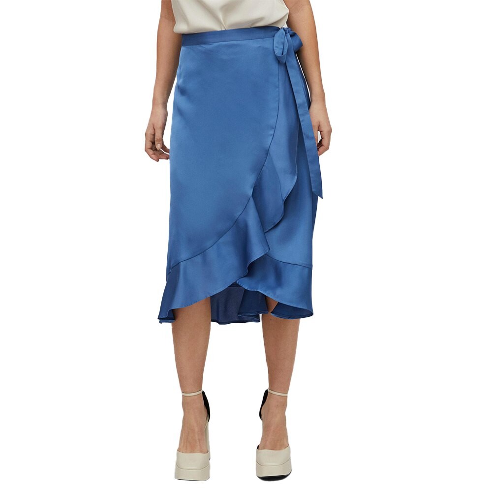 

Юбка миди Vila Ellette Wrap High Waist, синий
