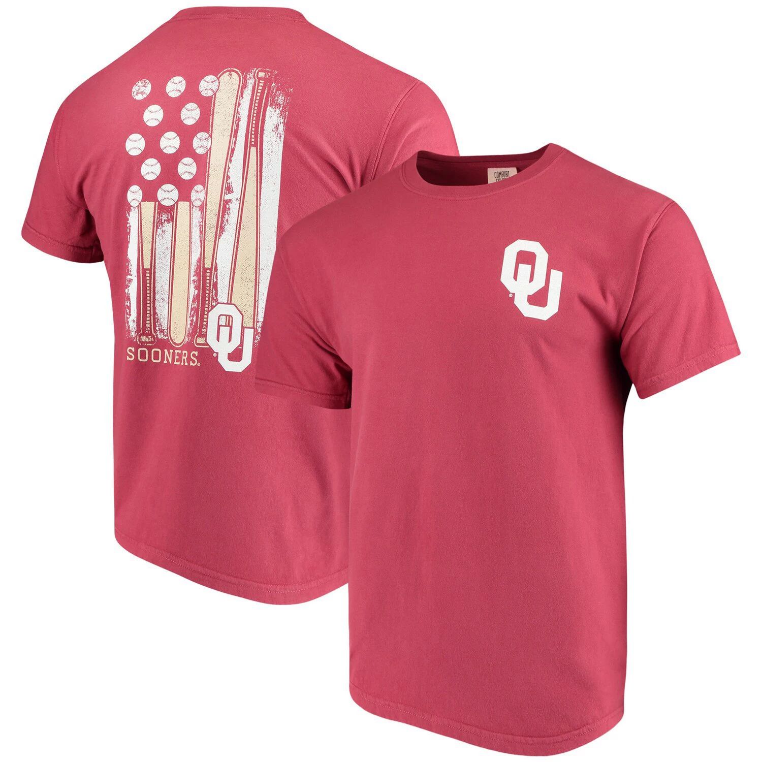Мужская малиновая футболка с бейсбольным флагом Оклахомы Сунерс комфортных цветов