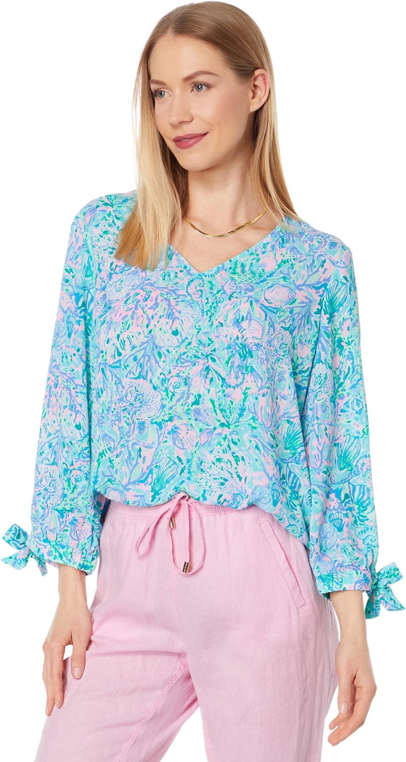

Топ Pamala с рукавами 3/4 Lilly Pulitzer, цвет Surf Blue Soleil It On Me