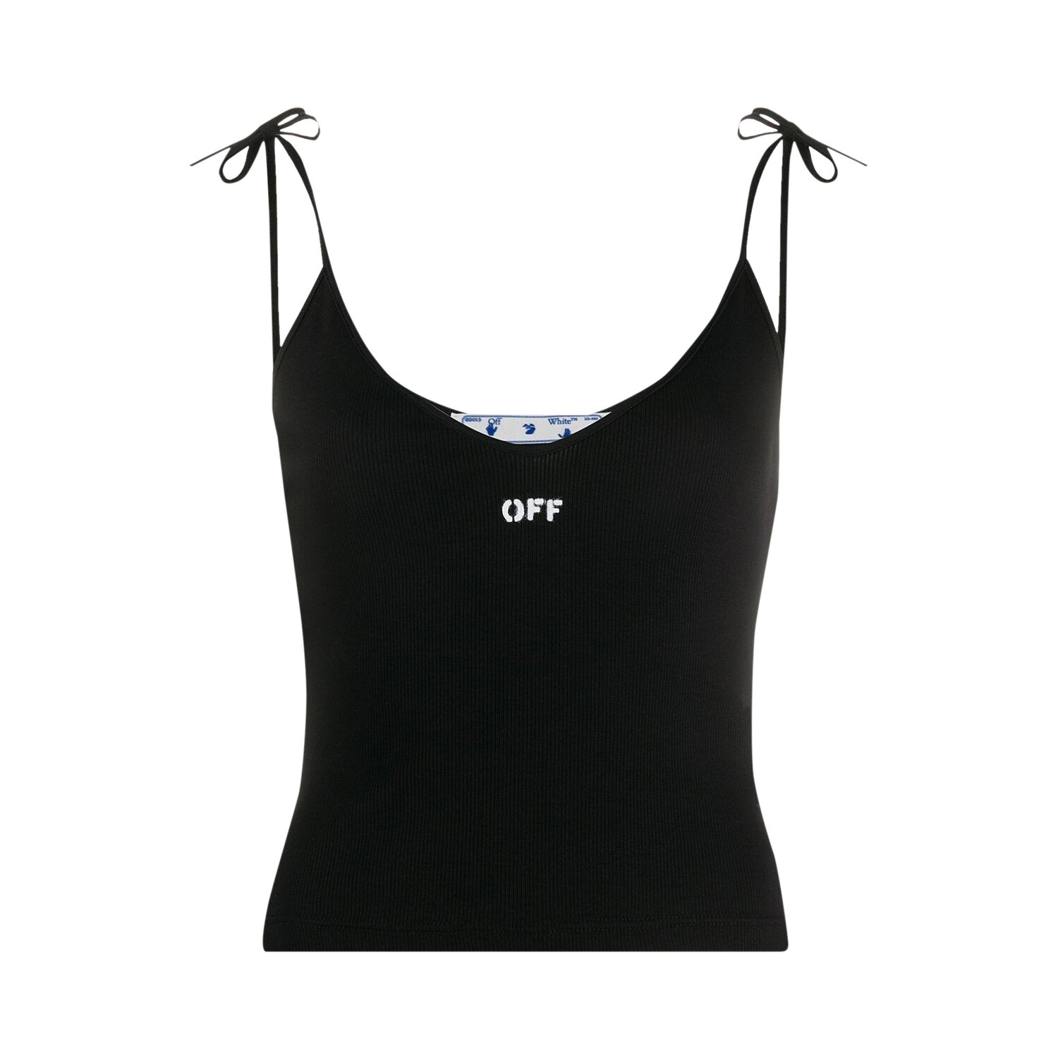 

Топ Off-White на тонких бретелях, Черный/Белый