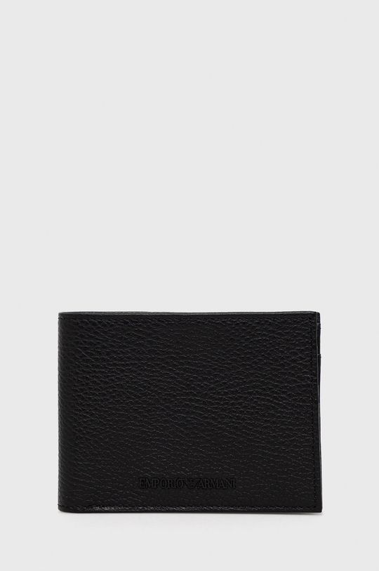 Кошелек и кожаный футляр для кредитных карт Emporio Armani, черный