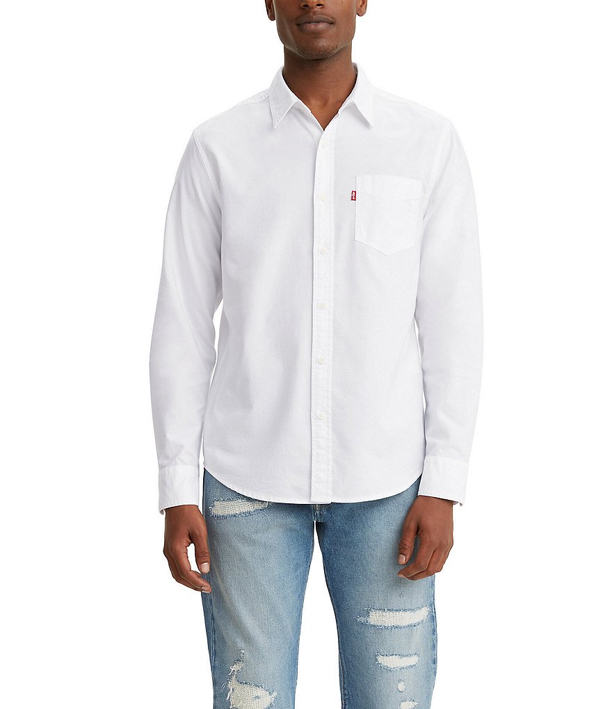 Тканая рубашка классического стандартного кроя с длинными рукавами Levi's и карманами, белый