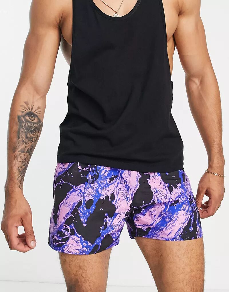 Плавки-шорты Topman с фиолетовым мраморным принтом