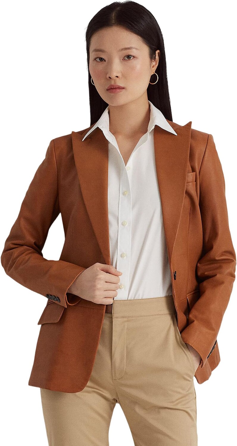 

Миниатюрный двубортный блейзер из твила LAUREN Ralph Lauren, цвет Birch Tan