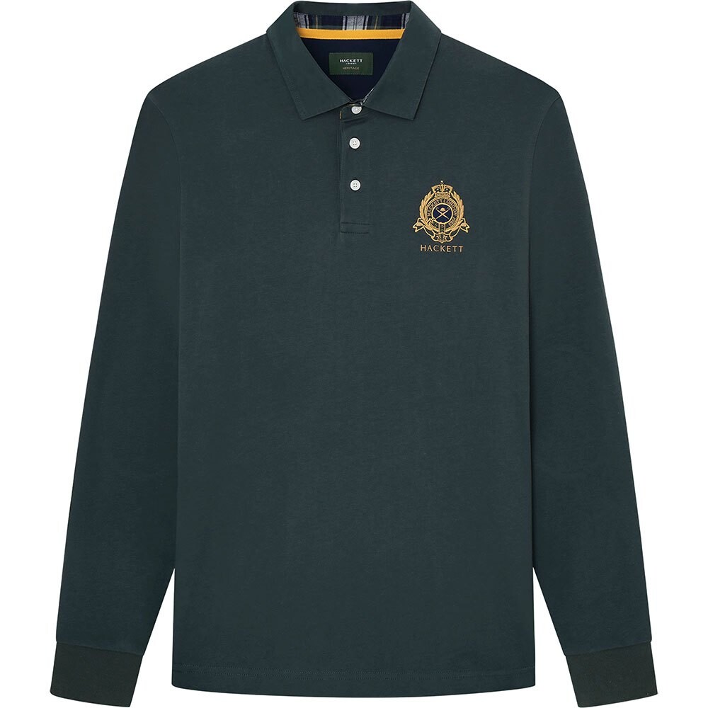

Поло с длинным рукавом Hackett Heritage Logo Rugby, зеленый