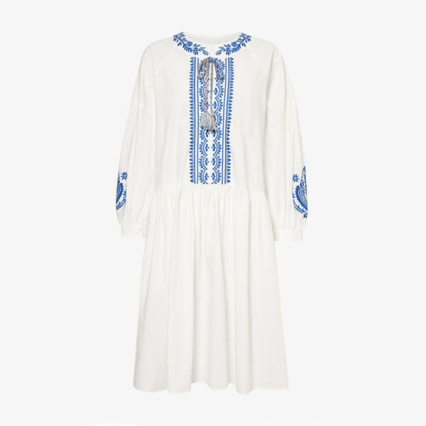 

Платье миди dirce из хлопкового поплина с цветочной вышивкой Weekend Max Mara, белый