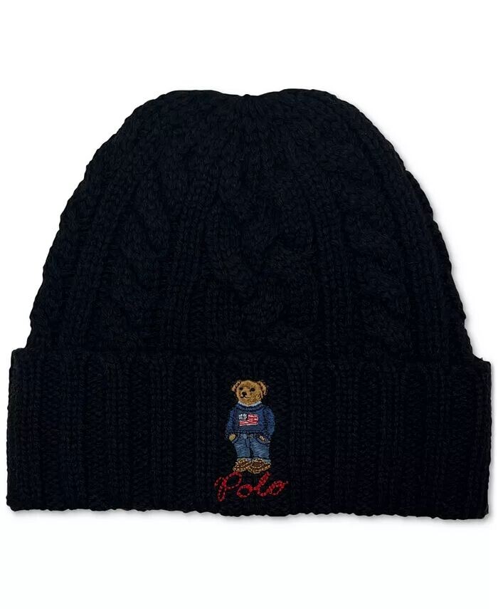 

Мужская шапка-поло с манжетами косой вязки Polo Ralph Lauren, черный