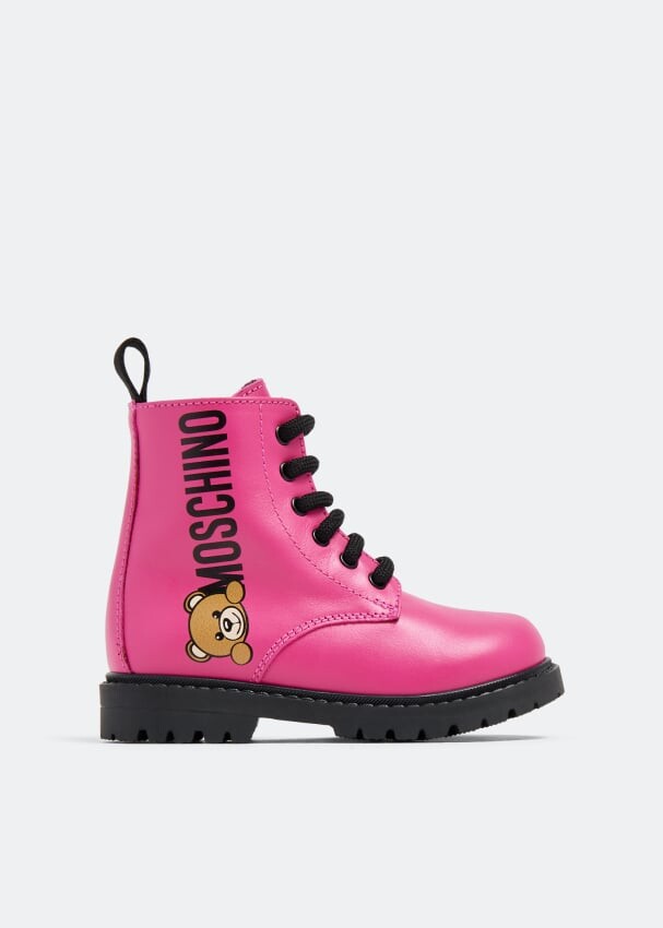 

Ботинки Moschino Teddy Logo Ankle, розовый