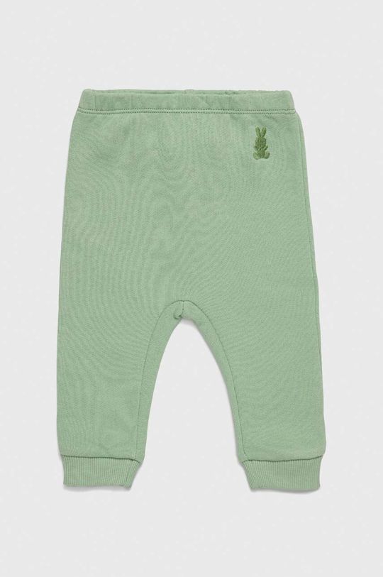 Хлопковые брюки для новорожденных United Colors of Benetton, зеленый