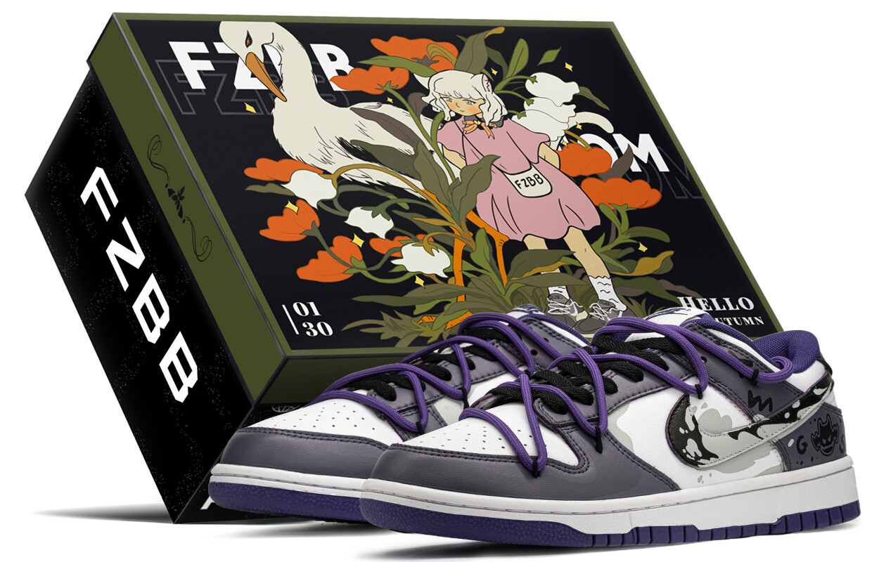

Кроссовки Nike Dunk Skateboarding Shoes Men Low-top Gray/Purple, фиолетовый