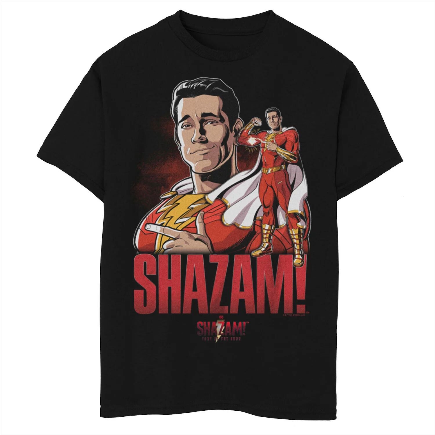

Комиксы DC для мальчиков 8–20 лет Shazam! Ярость Богов Шазам! Футболка с мультяшным портретом и рисунком Licensed Character