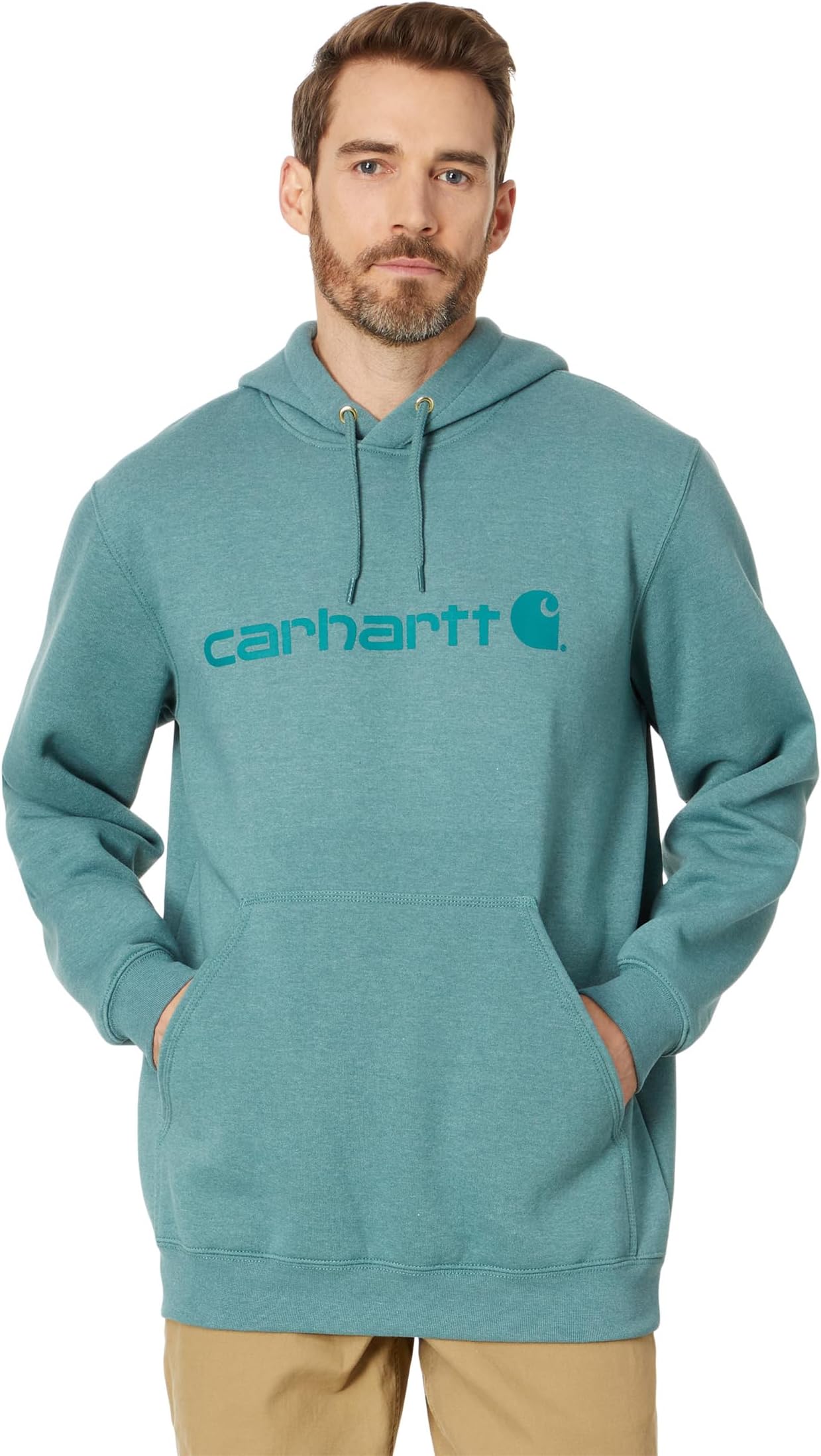 Толстовка средней плотности с фирменным логотипом Carhartt, цвет Sea Pine Heather