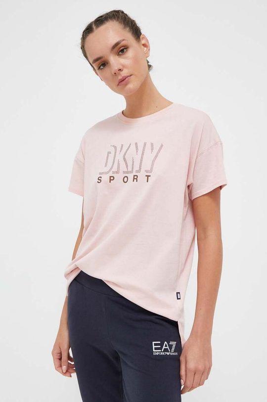 Хлопковая футболка Dkny DKNY, розовый цена и фото