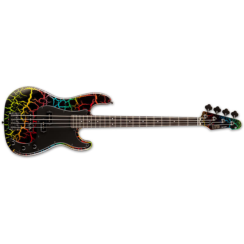 Басс гитара ESP Surveyor '87 4-String Bass, Macassar Ebony Fretboard, Rainbow Crackle