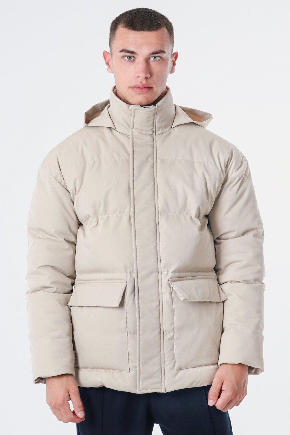 Короткое стеганое пальто с капюшоном и защитой от душа Larsson & Co, бежевый фото