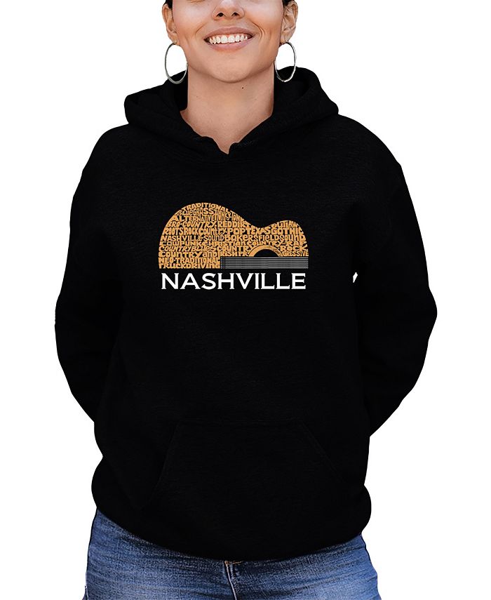 цена Женская толстовка с капюшоном Nashville Guitar Word Art LA Pop Art, черный