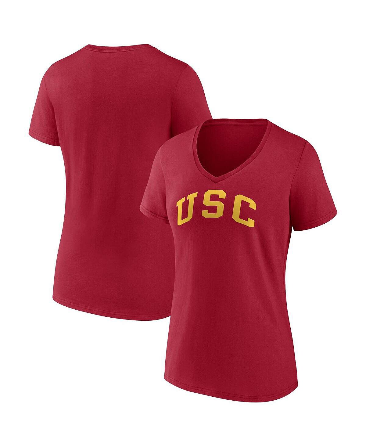 

Женская фирменная футболка Cardinal USC Trojans Basic Arch с v-образным вырезом Fanatics