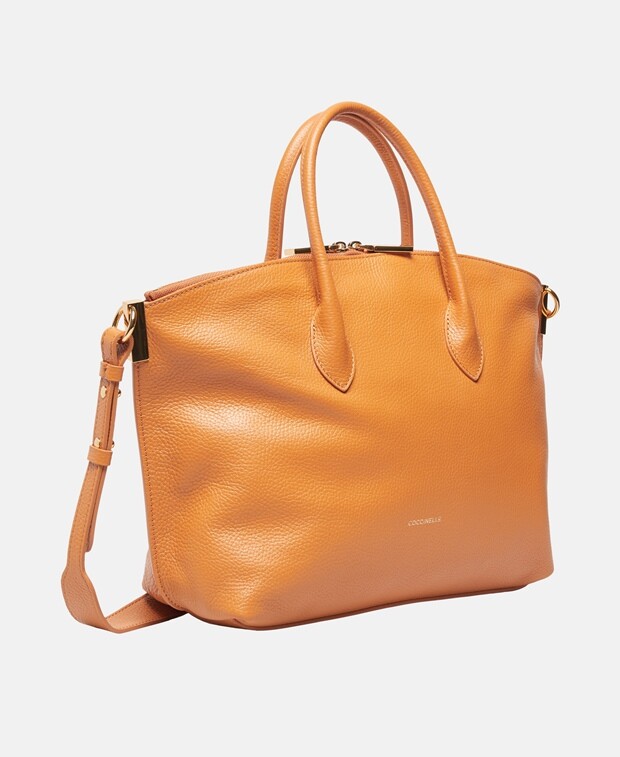 

Кожаная большая сумка-тоут Coccinelle, цвет Pumpkin Orange