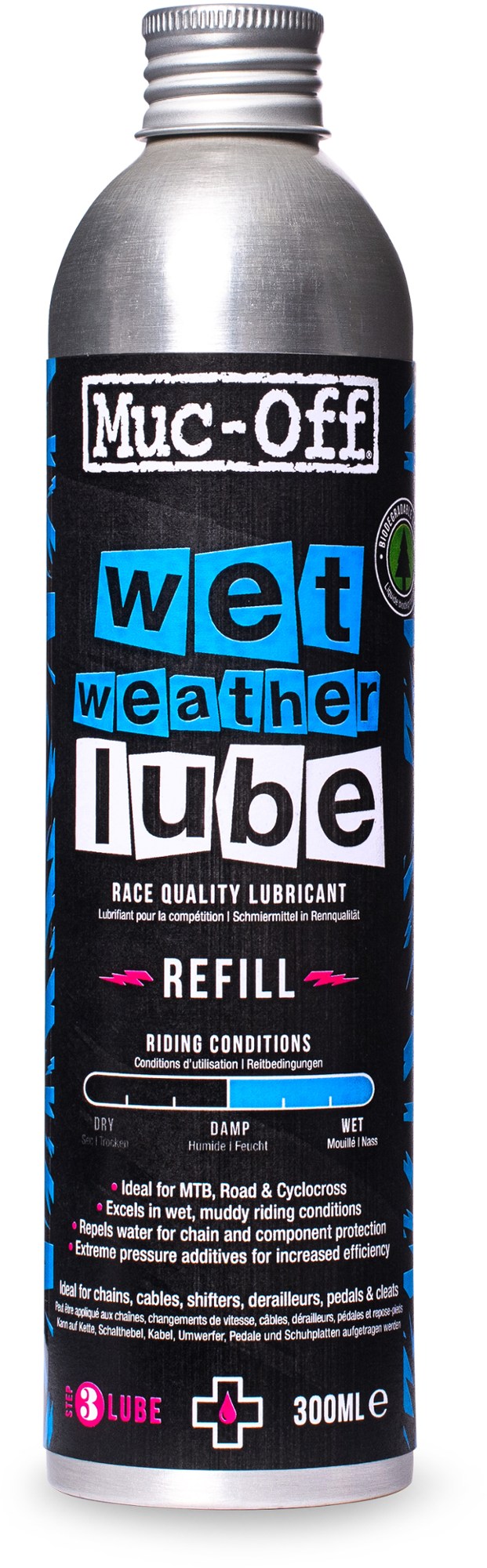 Wet Lube, сменный блок 300 мл Muc-Off смазка для влажных условий керамическая muc off c3 ceramic wet lube 50мл