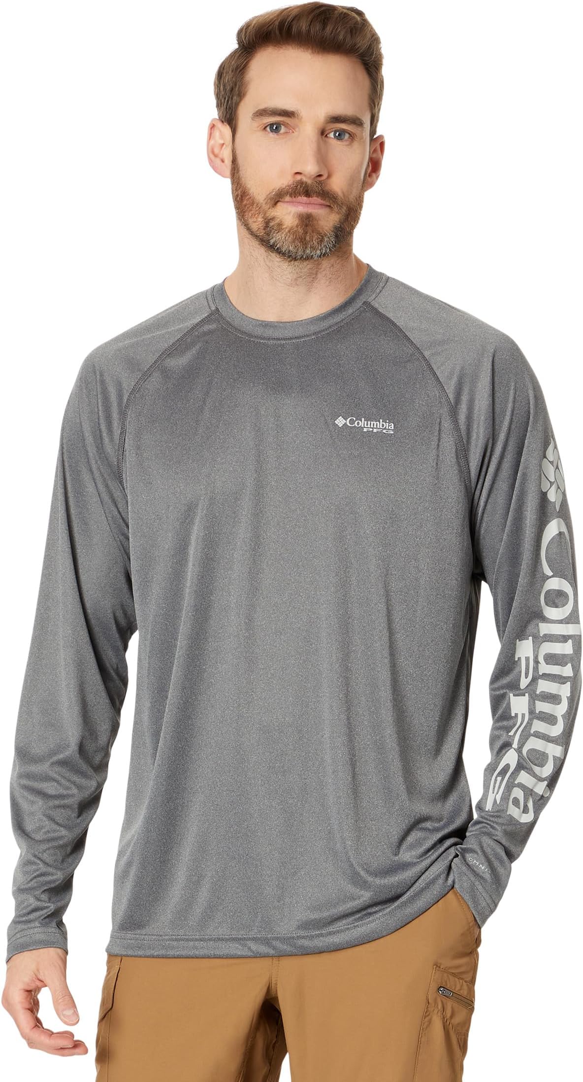Рубашка с длинным рукавом Terminal Tackle Heather Columbia, цвет Charcoal Heather/Cool Grey Logo
