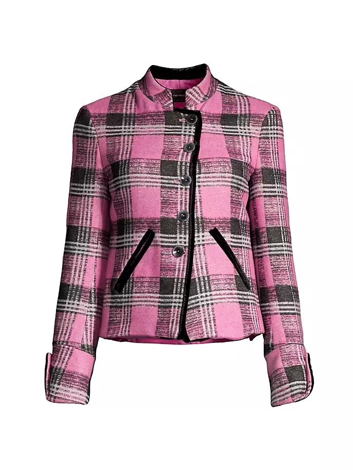 

Клетчатая куртка из смесовой шерсти Emporio Armani, розовый