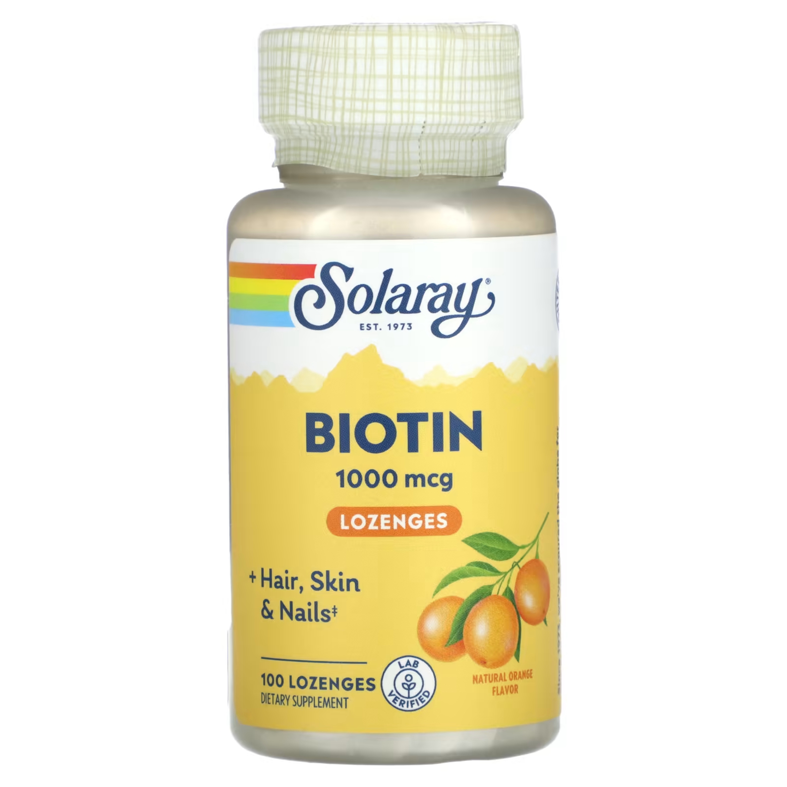 Пищевая добавка Solaray Биотин со вкусом апельсина, 100 капсул solaray коллаген и кератин 1 2 3 типа 60 капсул