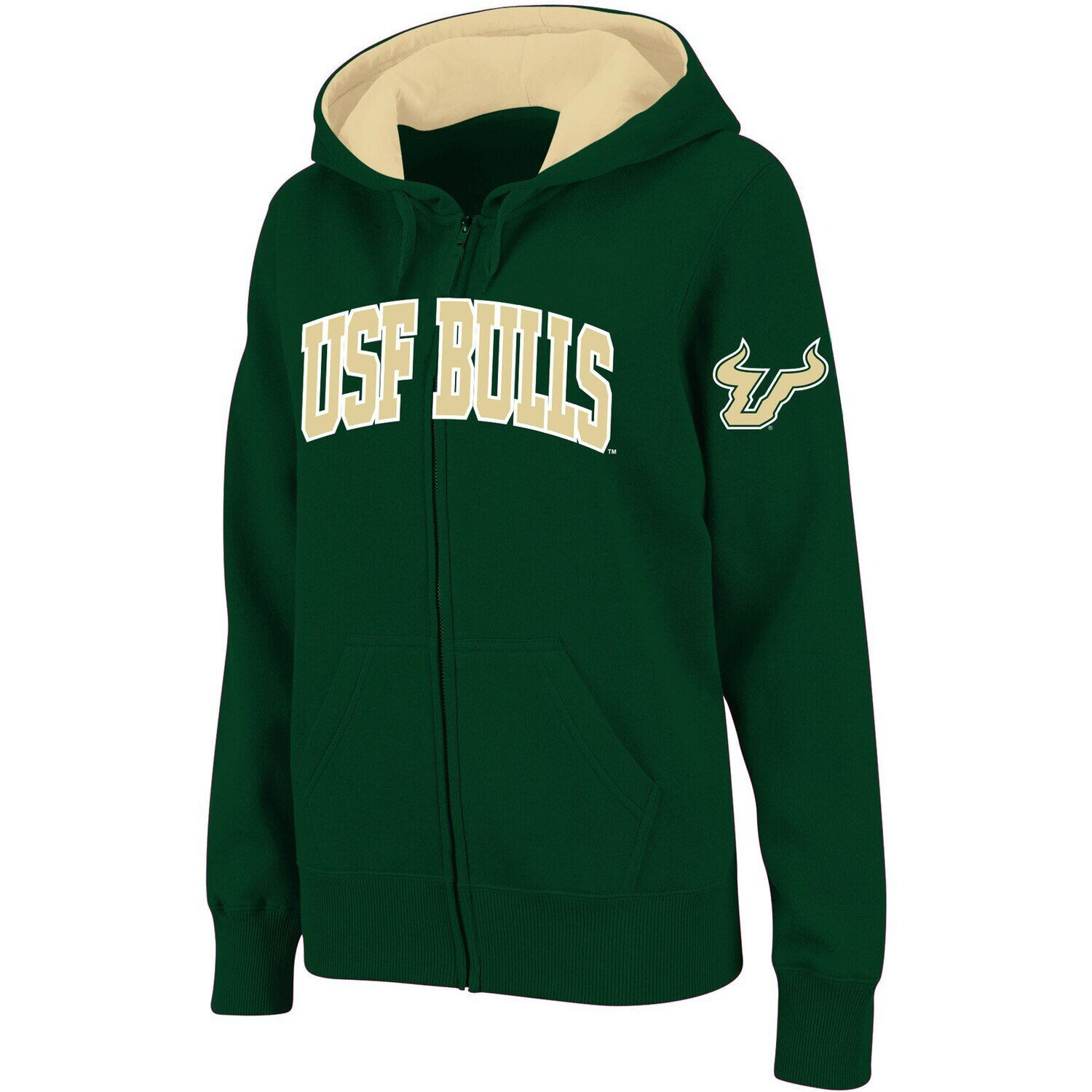 

Женская толстовка Stadium Athletic Green South Florida Bulls с молнией во всю длину и арочным именем Colosseum